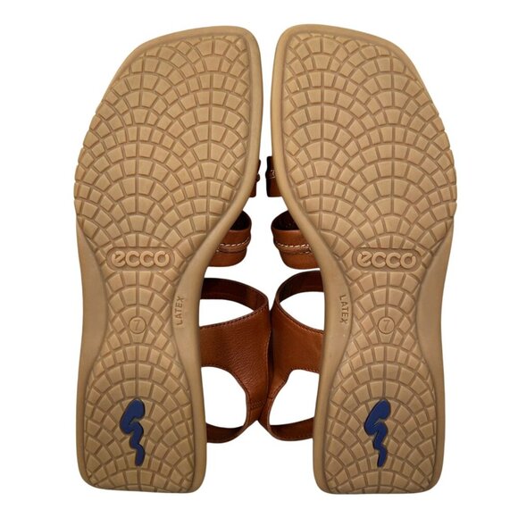 Ecco Brown Leather Wedge Buckle Walking Sandals Size 7 - Picture 7 of 11